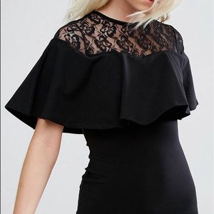 Black lace dress bodycon cape LBD NWT Trend Revole